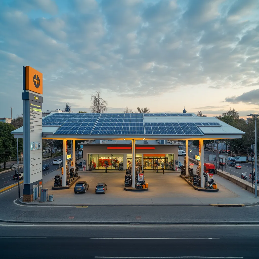 Estación de servicio moderna de día